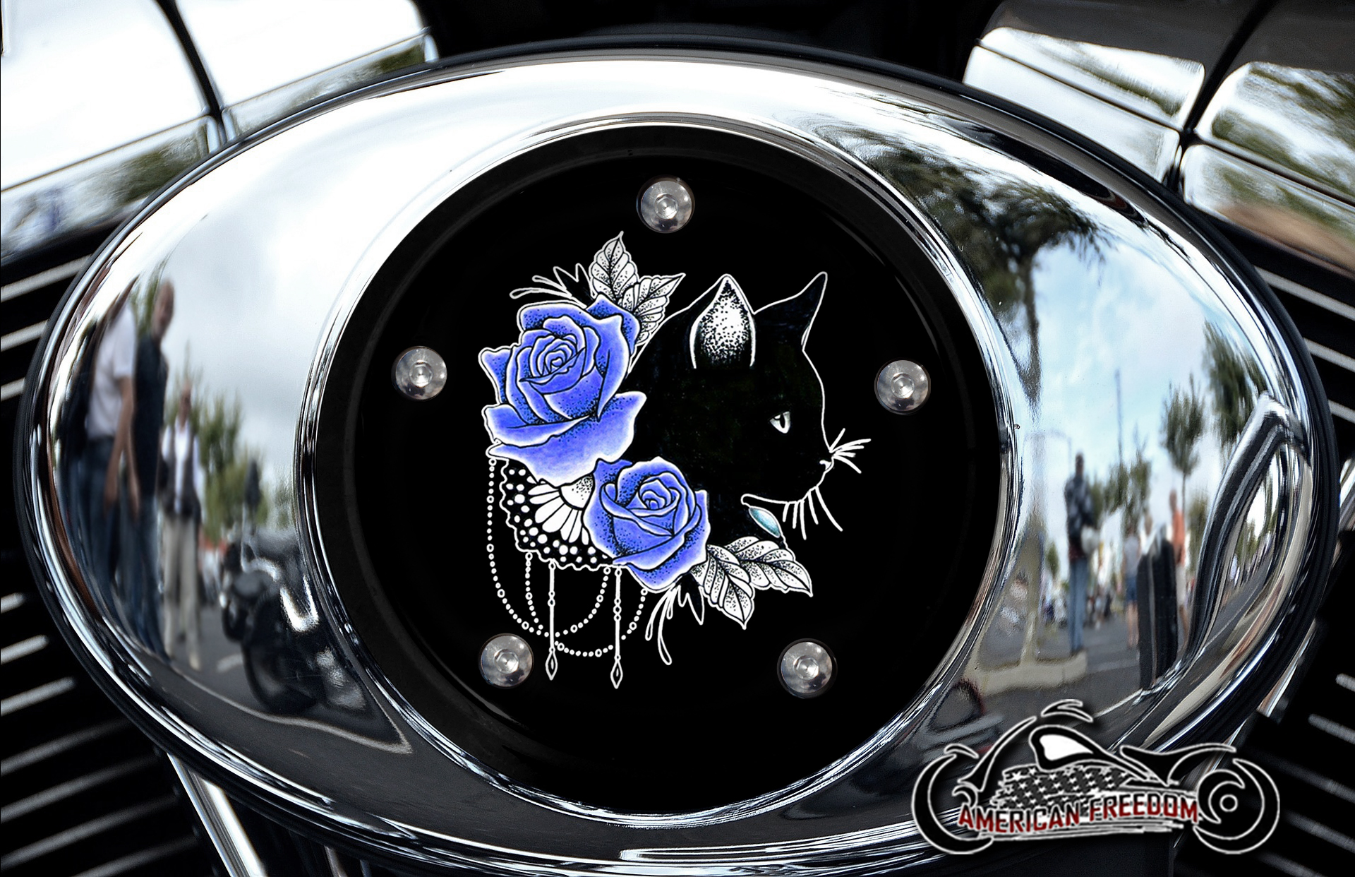 Custom Air Cleaner Cover - Rose Cat (Blue)